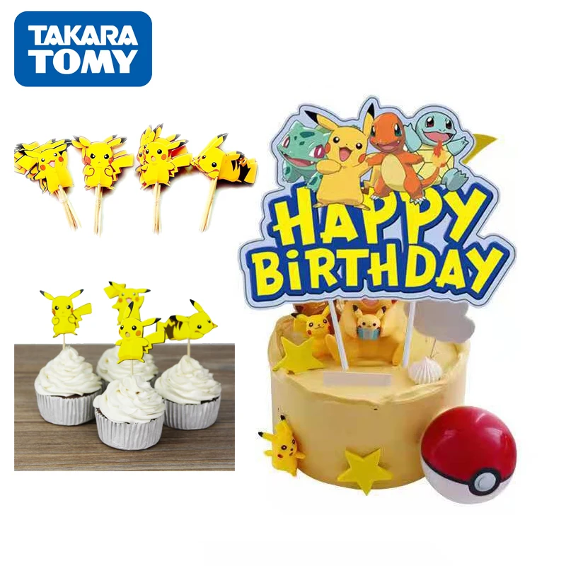 Pokemon Cake Topper Pikachu Figures Birthday Decorations Charmander Charizard Bulbasaur Eevee Squirtle Jigglypuff Party Supplies | Игрушки и