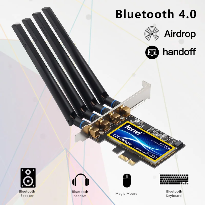 Fenvi T919 1750Mbps PCIe Desktop Wifi Card BCM94360 For MacOS Hackintosh 802.11AC Bluetooth 4.0 Dual Band Wireless Adapter Win10