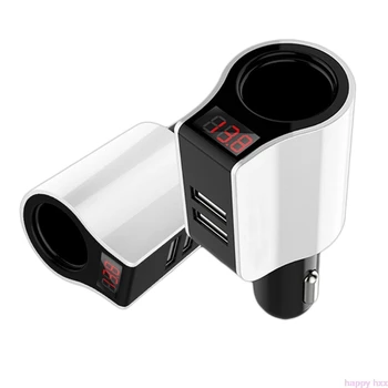 

2019 Dual USB Car Charger Cigarette Lighter Socket LED Voltmeter Ammeter Adapter