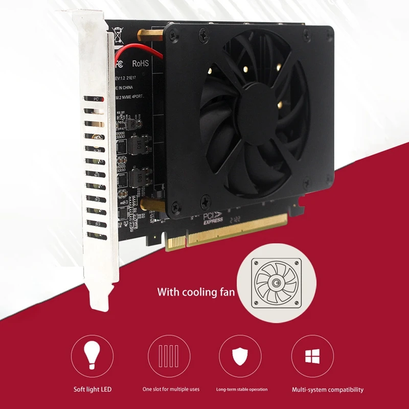Pcie 4xm 2 Mキーnvme Ssd Pcie16x拡張カード冷却ファンデスクトップpc Windowsxp 7 8 10 Aliexpress