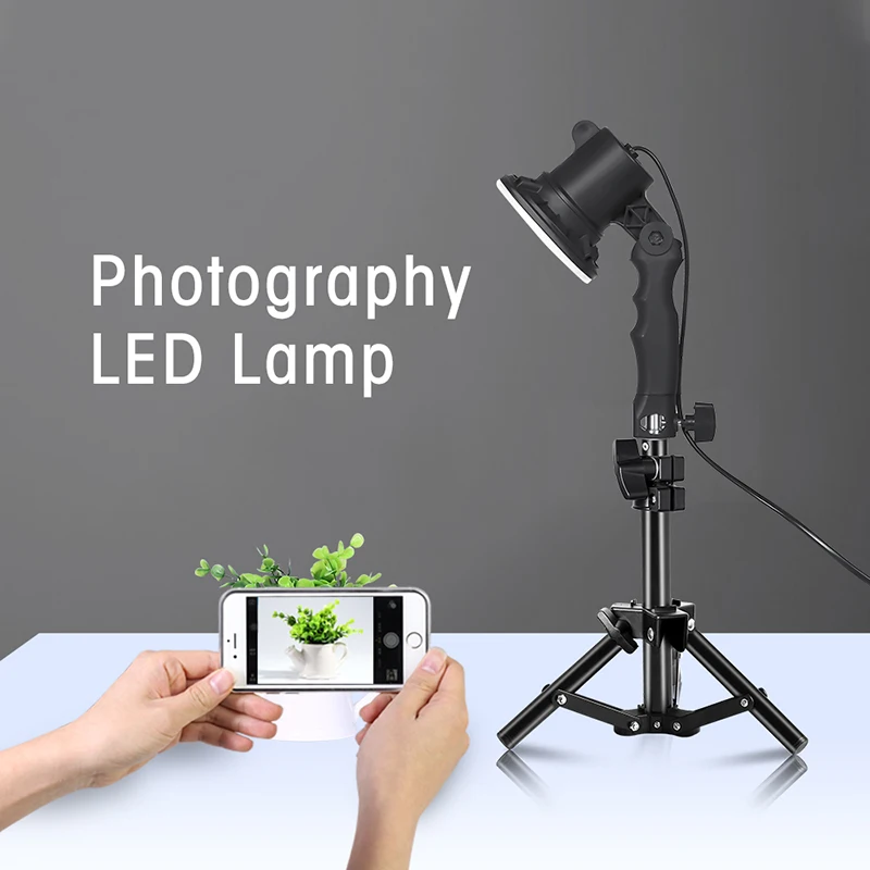 2pc LED Lamp Desktop Photography Studio Light Bulb Portrait Soft Box Fill Light With 2pc 37CM Light Stand Tripod Photo YouTube