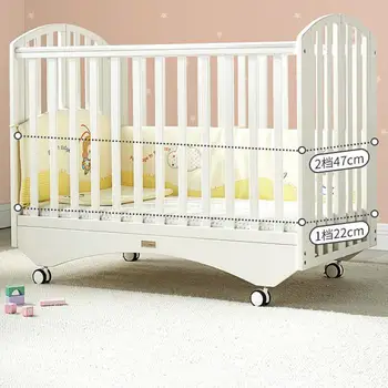 

Folding Baby Bed New-born Solid Wood Baby Bed Multifunctional Stitching Big Bed Twin Bb Bed