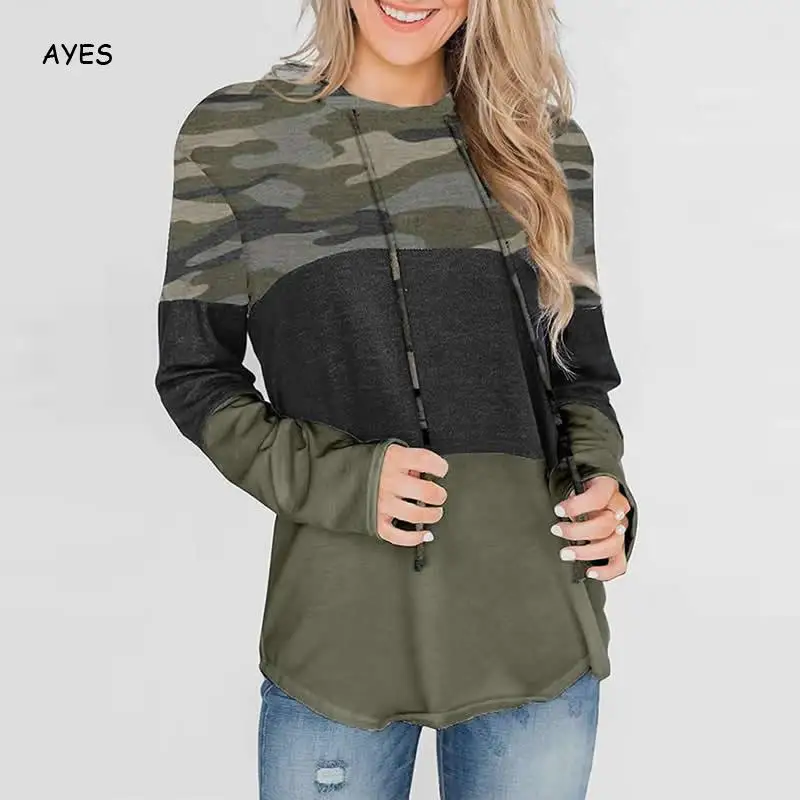 

Army Green Hoodie Women Punk Female Pullover Long Sleeve Hooded Camouflage Hoodies Girls Cool Pullovers Autumn Streetwear Femme