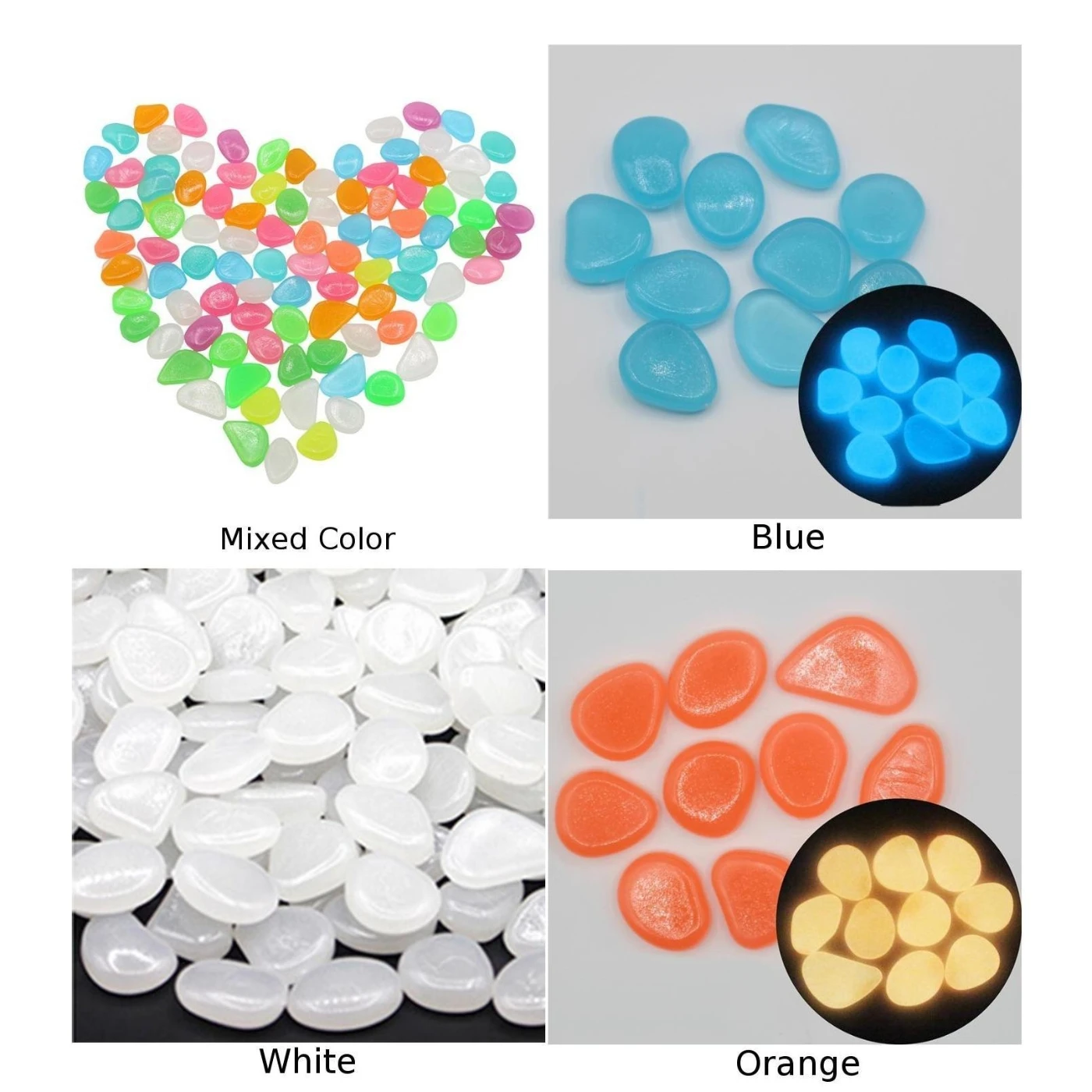 100Pcs/Pack Luminous Stone Pebbles Glow In The Dark Garden Fish Glass Tank Aquarium Decor Hot New