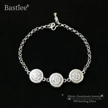 Bastiee браслет с бронзовым барабаном из серебра 999 пробы, женские винтажные браслеты для женщин, ручная работа, этнические Роскошные ювелирные изделия в винтажном стиле