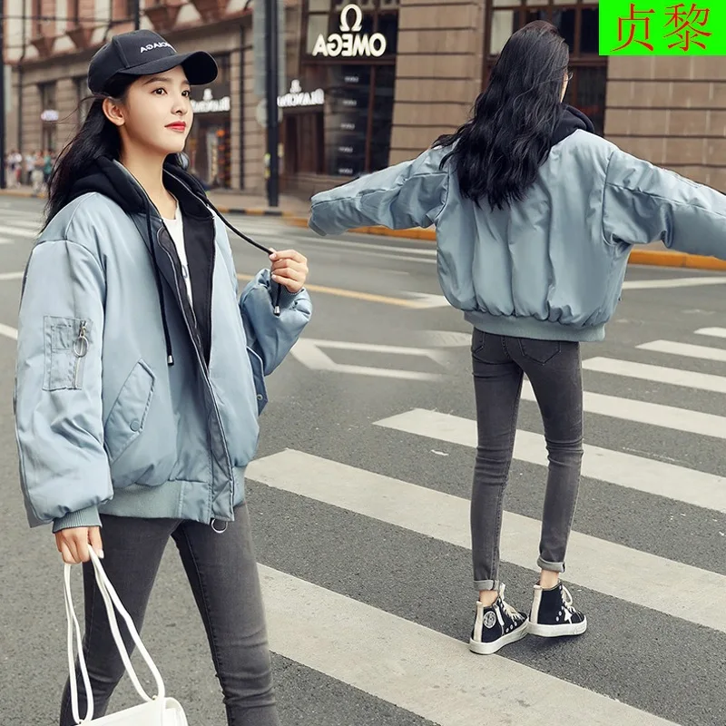 

INS Cotton Coat WOMEN'S Dress Short Korean-style 2018 Winter Short-height Cotton-padded Clothes down Feather Cotton-padded Jacke