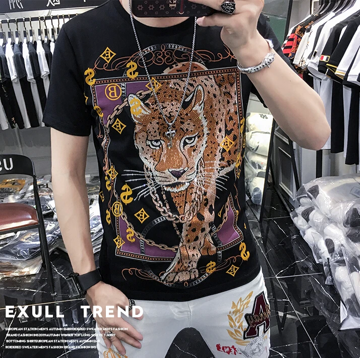 

tshirt asian size T-shirt Cute Diamonds Tops Puls Size 3XL Summer Casual Men/Women Black Tshirt high quality