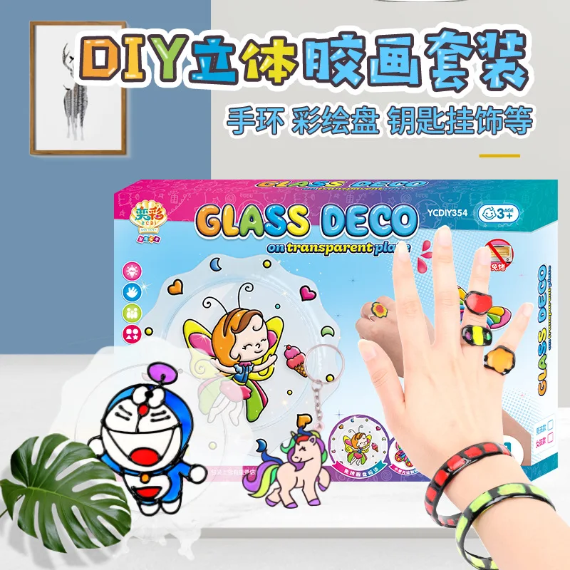 

Ecai Hole-Gel Painting round Plates Window Color Set DIY Creative Handmade Children'S Educational Toy