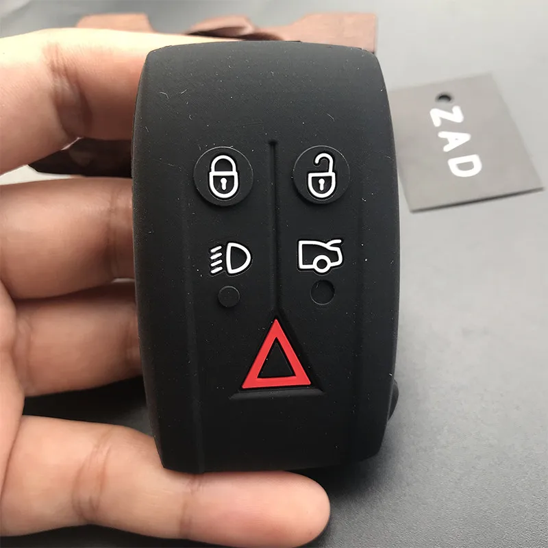 ZAD силиконовый чехол ruber для ключа автомобиля для jaguar XF XK XKR X-type S-type 5 кнопок Smart Remote key shell - Название цвета: Черный