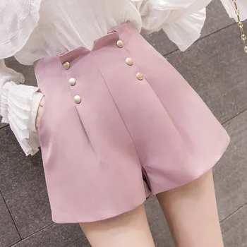 

Pants Shorts Women Summer Spring 2020 New Korean Loose High Waist Loose Button Wide Leg Pants Shorts Women Casual 501J