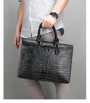 

2020 New Briefcase Business Men's Bag Crocodile Pattern Handbag Fashion Pu Shoulder Bag Messenger Bag