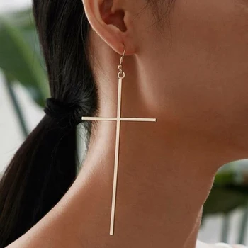 

1pair Fashion Bohemian Punk Earrings Jewelry cross shape gold &silver color Earrings Best Gift for Women Girl E048