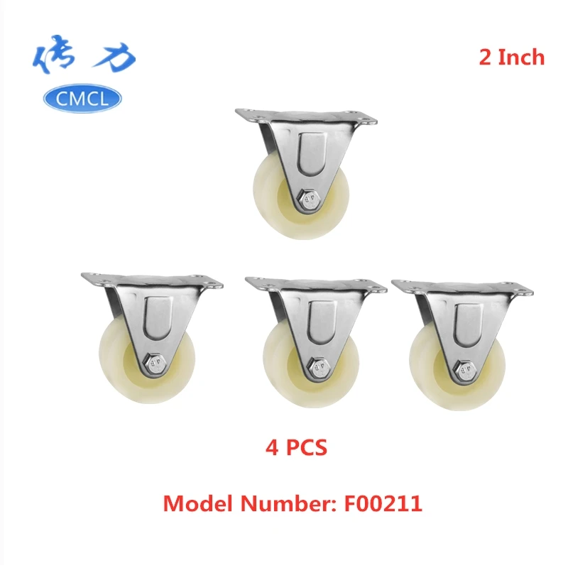 

4 Pcs/Lot Casters Spot 2-inch Fat Wheel Thickened White Pp Directional Caster Height 6cm Nylon Roller Furniture Sofa Bed