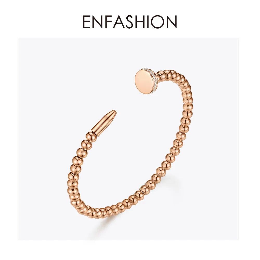 ENFASHION панк-браслет с шариками для ногтей, браслеты для женщин, золотой цвет, острие из нержавеющей стали, Открытый браслет, модное ювелирное изделие B192039 - Окраска металла: Rose gold color