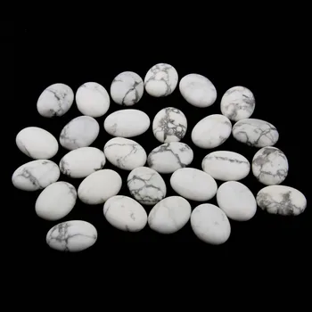 

10pcs Natural Stone White Turquoise Cabochon No Hole Beads for Making Jewelry DIY accessories Loose Elliptical shape Beads
