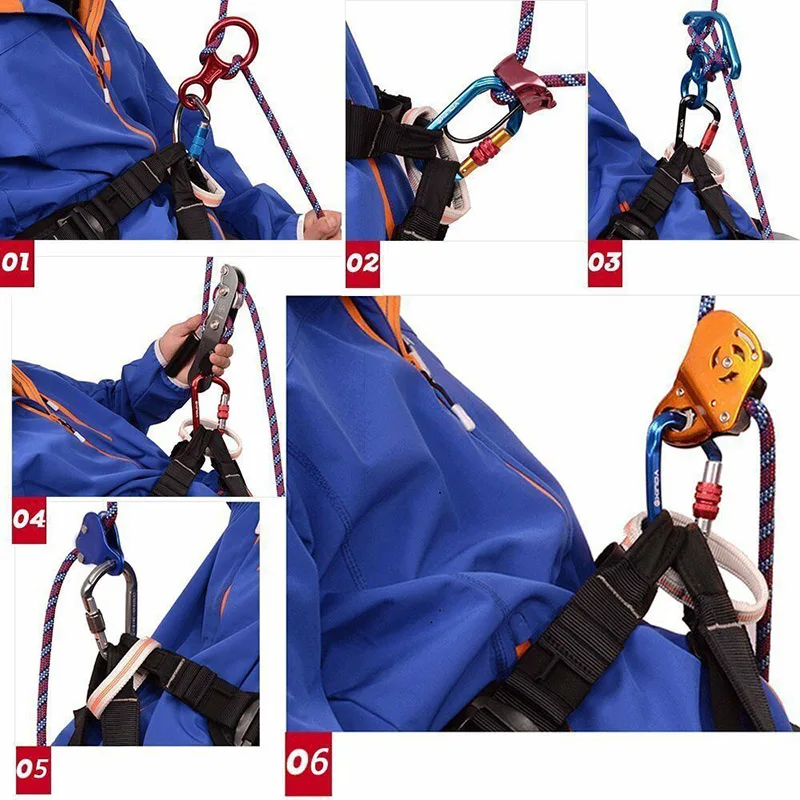 

35KN Figure 8 Descender Carabiner Rock Climbing Rappelling Rescue Equipment Set