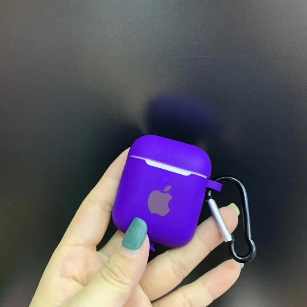 Чехол для Apple AirPods 2 1, чехол для наушников, аксессуары, мягкий чехол с милым логотипом, яркий цвет, чехол с крючками - Цвет: 4