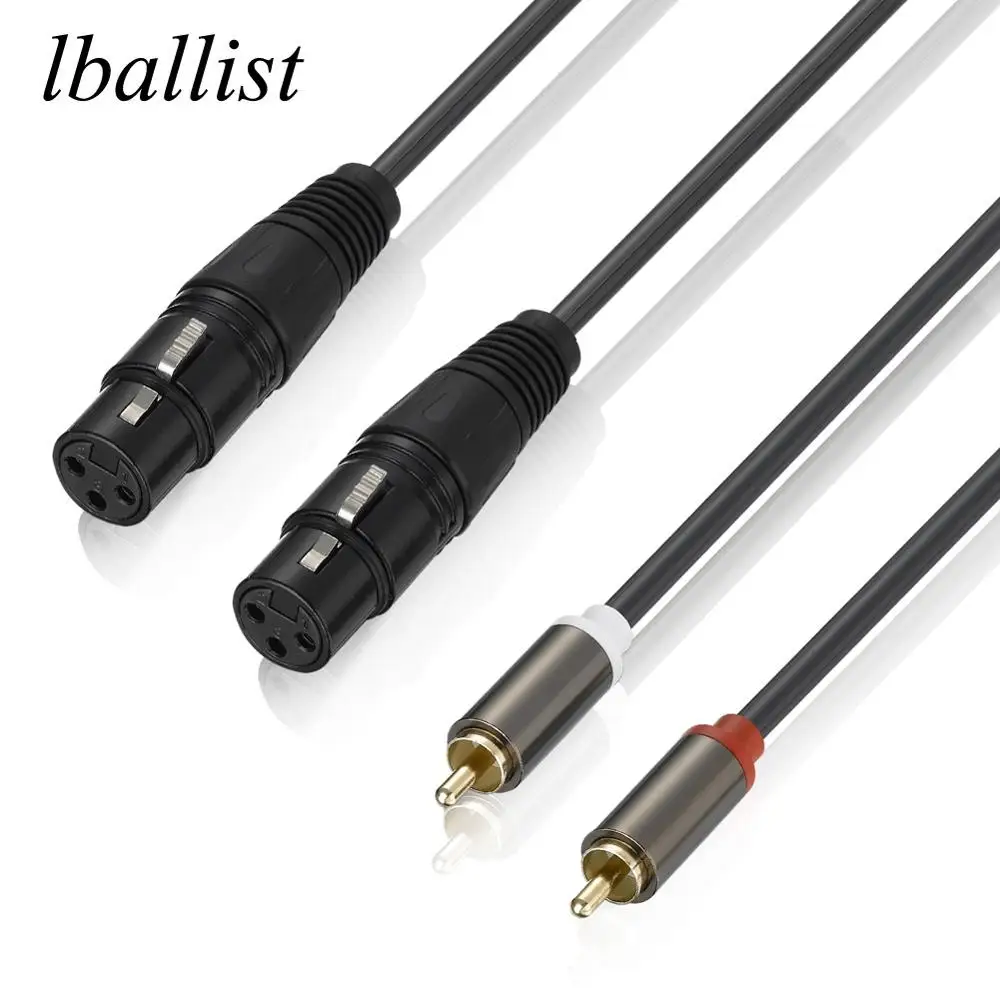 Lballist 1 5 m Dual XLR для женщин 2RCA мужской OFC AUX аудио экранированный кабель усилителя