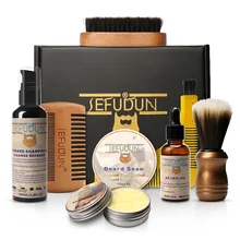 Набор для ухода за бородой, 9 шт., мыльная щетка для бороды, гребень, масляный крем, набор инструментов для мытья бороды