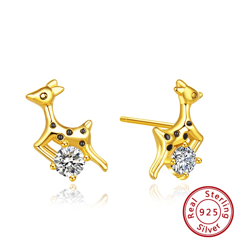 ORSA JEWELS Настоящее S925 Снежинка серьги гвоздики Новые Рождественские тема милые трендовые стерлингового серебра циркония женские ювелирные изделия SE172 - Цвет камня: SE171 Gold Color