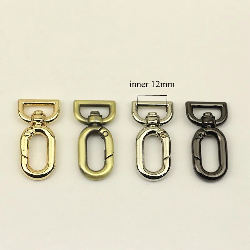 

30pcs 12mm Spring Circle Square Tail Hang Buckle Metal Opening Ring Egg-shaped Clasp DIY Strap Hook Buckles Accessories