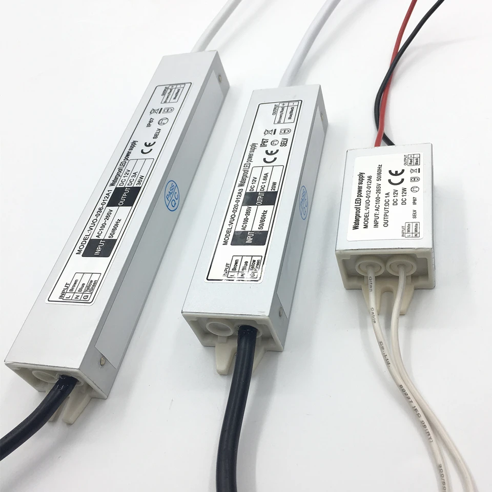 36W LED-Netzteil 12V DC, IP67 Wasserdicht – Für LED-Stripes, Außenleuchten, Eingang 220-250V AC
