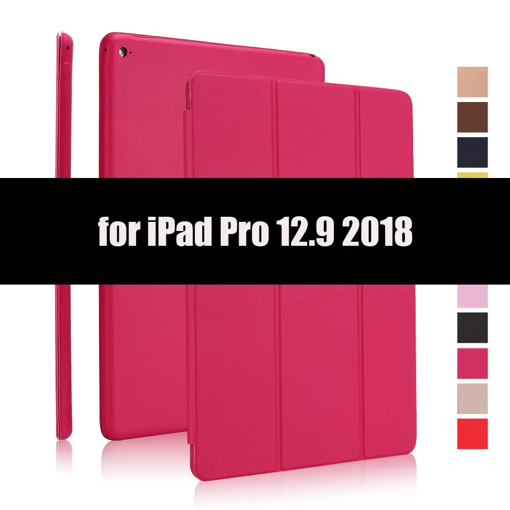 Чехол для iPad Pro 11 Smart Cover для iPad Pro 12 чехол Магнитный PU кожаный флип-чехол для iPad 11 12 дюймов чехол - Цвет: Dark Pink-12