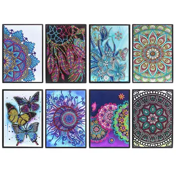 

DIY Art Diamond Painting Notebook Diary Round Diamond Mosaic Embroidery 50 Pages A5 Sketchbook Cross Stitch Christmas Gifts