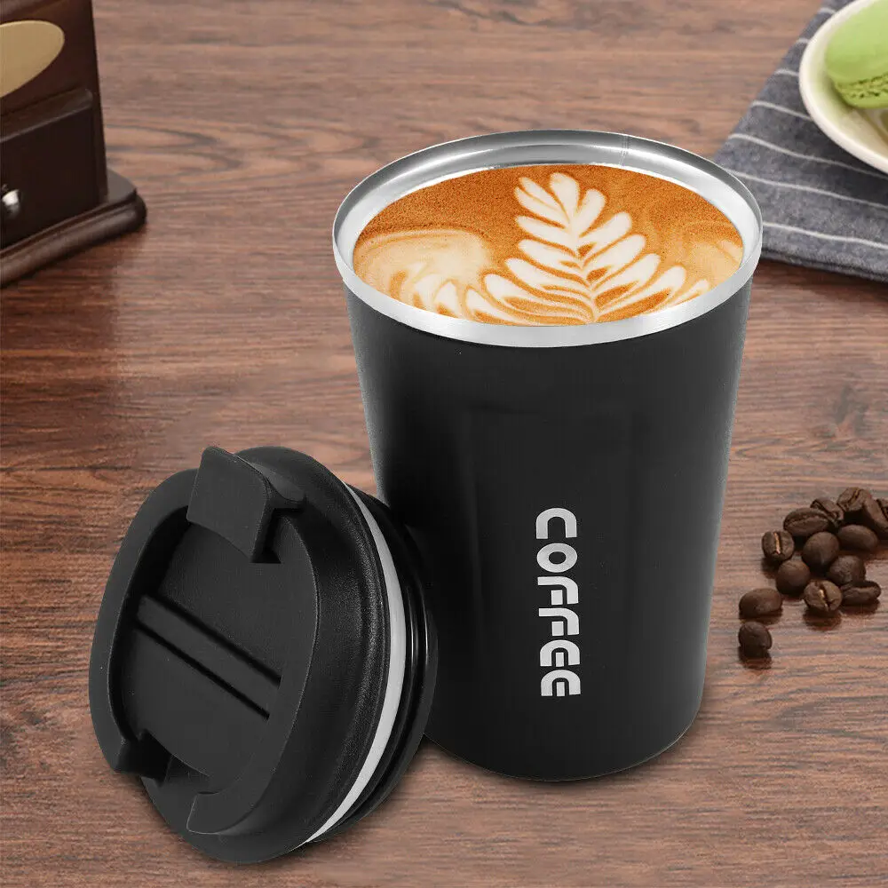 

Insulated Leakproof Travel Coffee Mug Cup Thermal Stainless Steel Flask Vacuum.