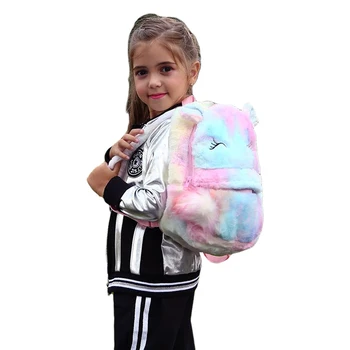 

Cute Girls Plush Backpack Bookbag Children Animal Pattern Lightweight Travel Daypack Adjustable Straps Large Capacity Bags