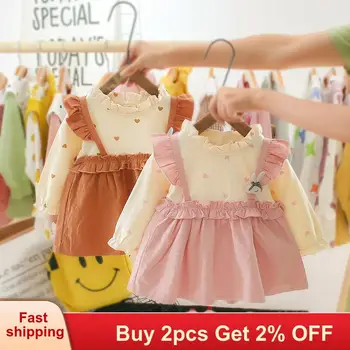 

Mayfair Cabin Autumn Long Sleeve for Girls Costume Apparel Birthday Dress Little Girl Clothes Party Clothes Rabbit Strap Dresses