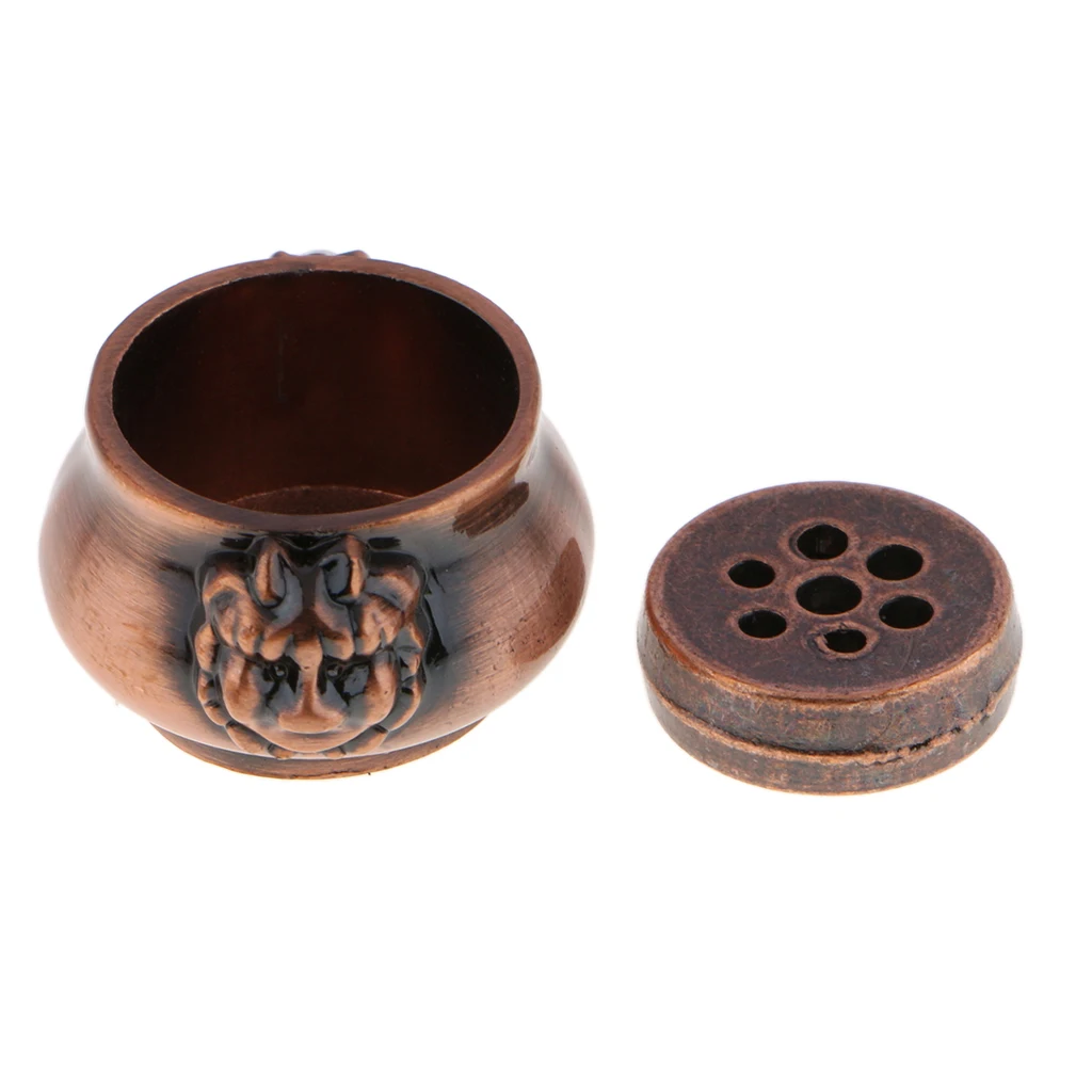 Chinese Copper Alloy Incense Stick Burner Holder Lion Design Censer Plate for Cones Stick Aromatherapy Furnace Incense Base 