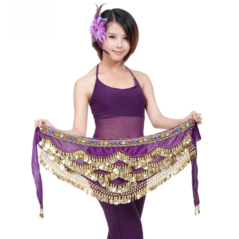 darkpurple Танец живота юбка с бахромой Танцы Талия цепи Hip шарф Монета Пояс Обёрточная бумага талии поясом 233-124 - Цвет: darkpurple