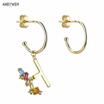 

ANDYWEN 100% 925 Sterling Silver Gold Initial H Drop Earring Alphabet Name Dangle Letter Charm Women Fashion Jewelry