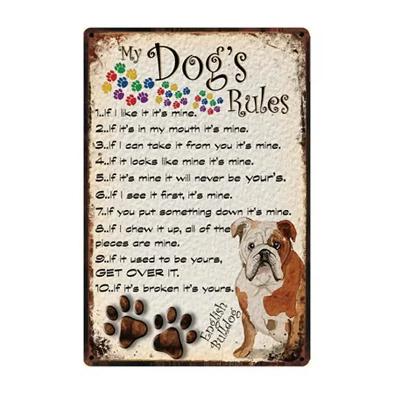 I love my boxer rules Waring уход за собакой металлический знак оловянный Плакат Бар украшение Настенная живопись* Dy размер 20x30 см