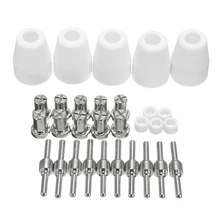 30 Pcs LG-40 PT-31 Plasma Cutter Cutting Torch Consumables Accessories Extended Nickel-Plated Tips Nozzle Electrodes Shield Cup