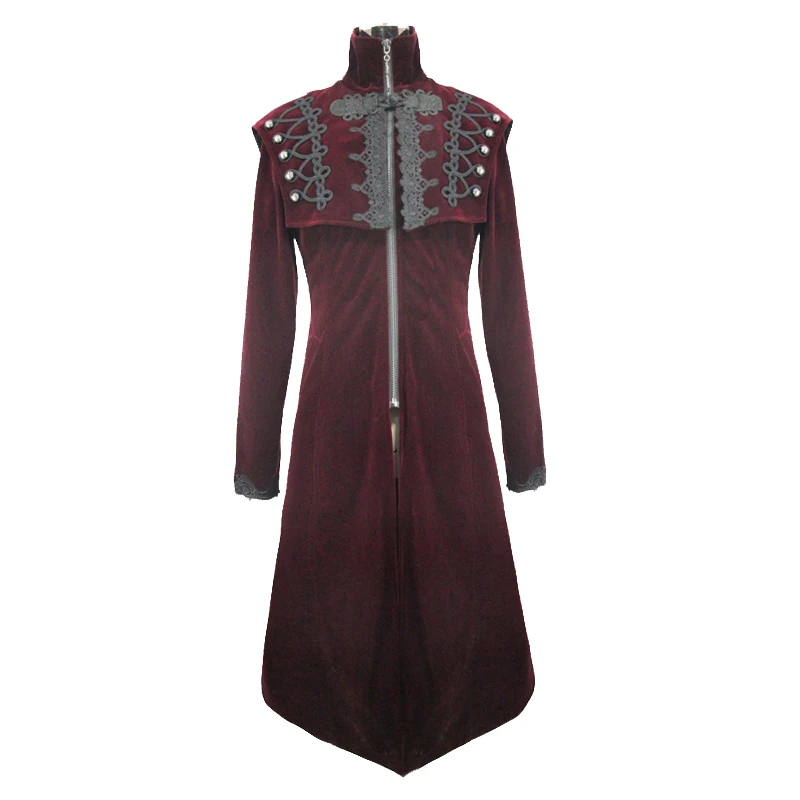 Devil Fashion Men's Gothic Rregular Hem Dovetail Long Jacket I Party Evening Formal Dinner Long Sleeve Coat