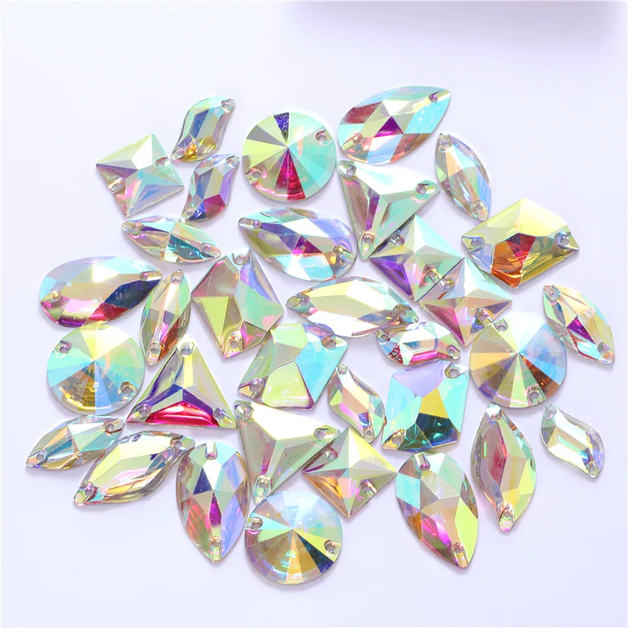 Mix shapes Best Quality Resin Sewing Rhinestone AB Flatback Sew On Stones Strass for Clothing Accessories Shoes