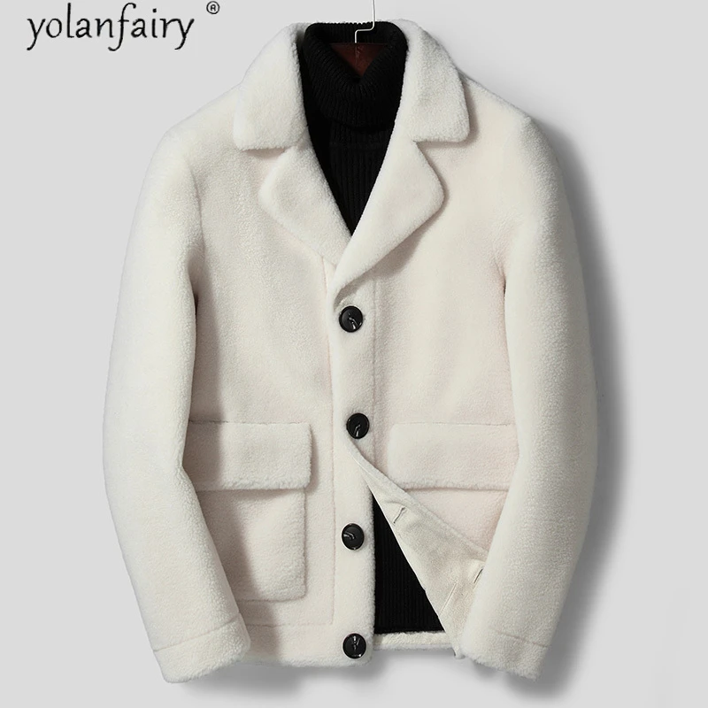YOLANFAIRY Real Fur Coat Men Clothing Autumn Winter Jacket Men 100% Wool Coats Sheep Shearling Men's Jackets 2020 Y906 KJ5673 cowhide print jacket