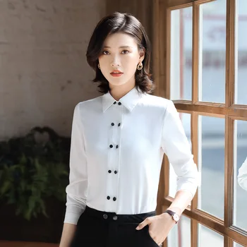 

Autumn Hong Kong Flavor White Shirt Female Design Feeling Xiaozhong Foreign Style Chiffon Top Gdx2026