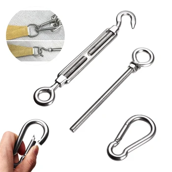 

Pole Hardware Bracket Hardware Installation Kits Stainless Steel for Shade Sail Installation Turnbuckle+Eye Bolt+Carabiner