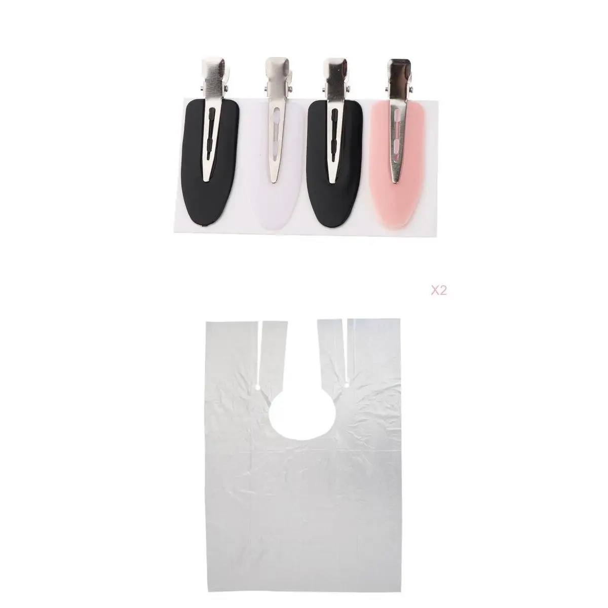 50x Disposable Haircut Capes Clear Barber Home Shawl Apron Cloth + 8x Hair Clips