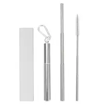 Портативный Нержавеющая сталь телескопическая многоразовая пивная соломенная с металлической щеткой для переноски коробка для отдыха на открытом воздухе