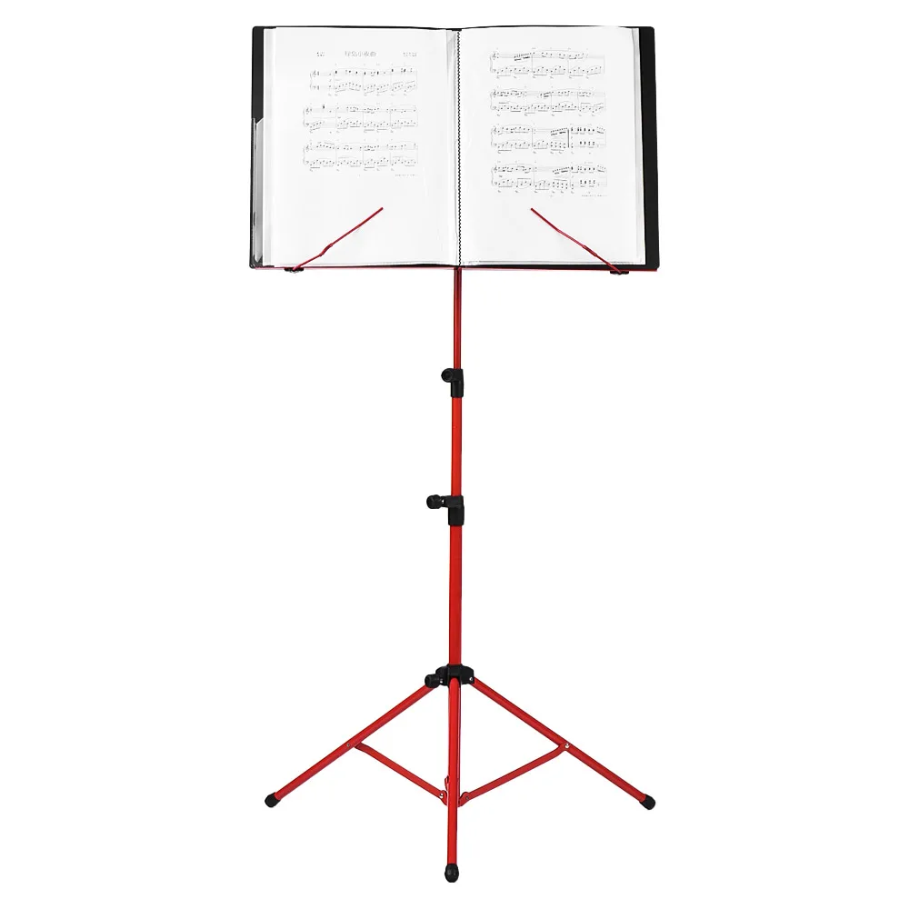 Складная музыкальная листовая подставка для штатива металлическая Музыкальная подставка держатель с водонепроницаемой сумкой для переноски 5 цветов Запчасти и аксессуары для гитары - Цвет: Red