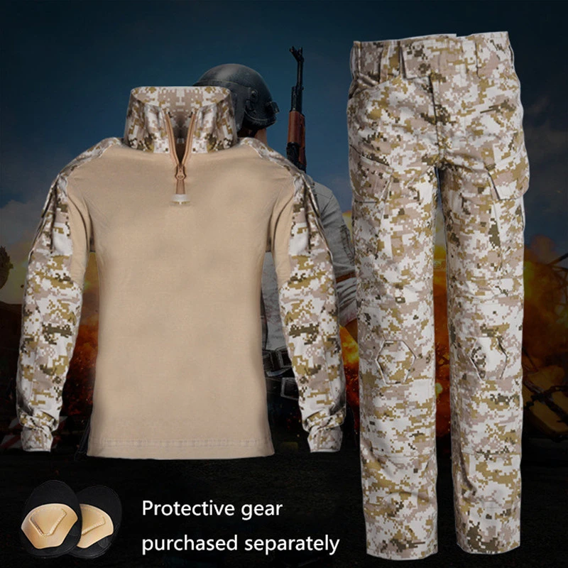 

Outdoor Military Children's Tactical Cotton Blend Without Protective Gear Frog Clothes Long Sleeve Suit Kids Training Clothes