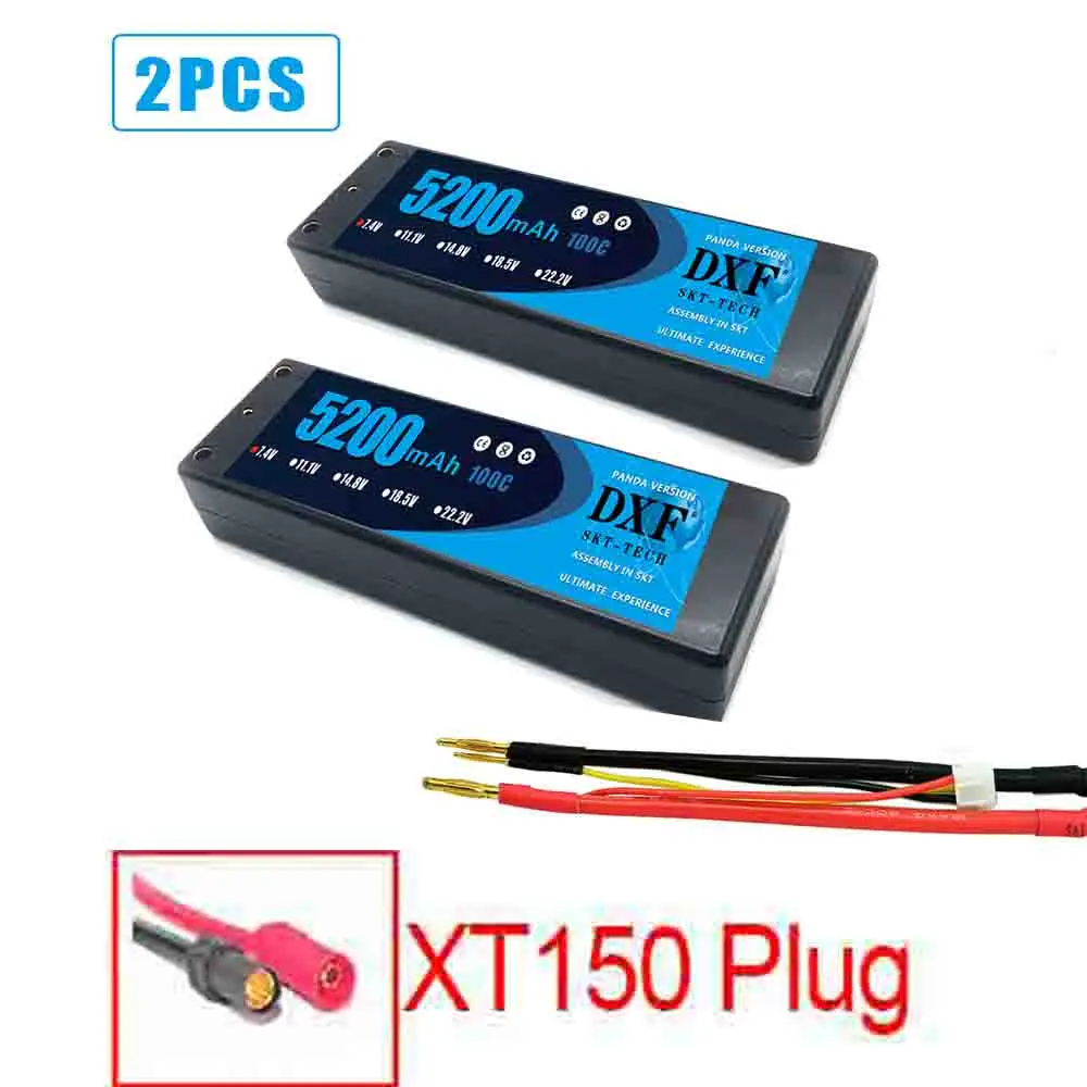 2 шт DXF RC батарея Lipo 2S 7,4 V 5200mah 100C 200C 4,0mm Hardcase для автомобиля Slash 4X4 - Цвет: 2PCS2S5200HARDXT150