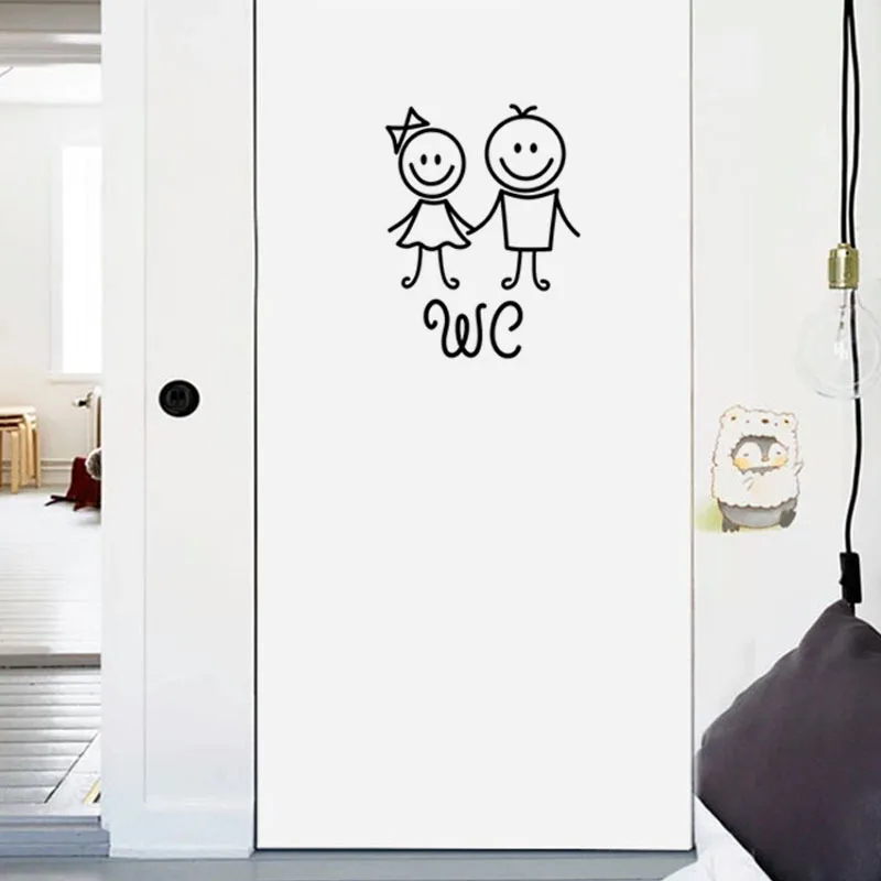 Cartoon WC Door Decoration for Bathroom Man and Women Toilet Wall Stickers Creative Wall Decals PVC Vinyl Wallposter Removable Cartoon WC Door Decoration for Bathroom Man and Women Toilet Wall Stickers Creative Wall Decals PVC Vinyl Wallposter Removable