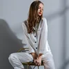 SnapFactory-Ensemble pyjama à manches longues Mulberry pour femme, vêtements de nuit gris, été, automne, printemps, hiver, marque, 100%, 2 pièces
