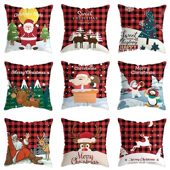 

Christmas Pillowcase Short Plush Cushion Covers Square Throw Decorative Pillow Cover for Home Festival Decoration 45cm*45cm