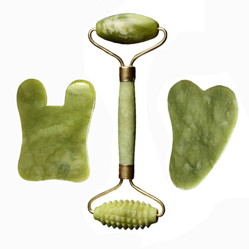 No.8 Нефритовый ролик и набор Gua Sha, Нефритовый акупунктурный массажный ролик Guasha, доска для лица, тела, глаз, массажер для шеи, инструмент, натуральный Нефритовый камень - Цвет: No.8